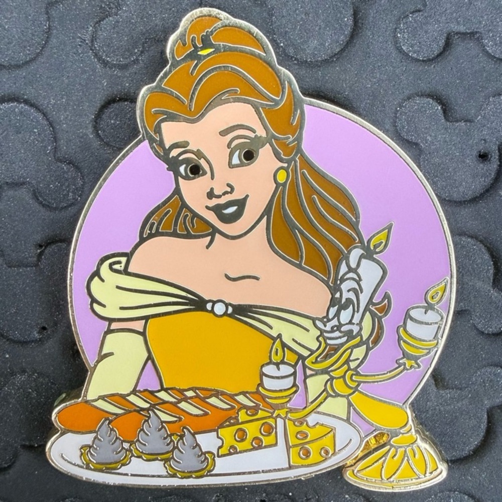 Disney BoxLunch beauty and the beast Belle & Lumière grey stuff trading pin